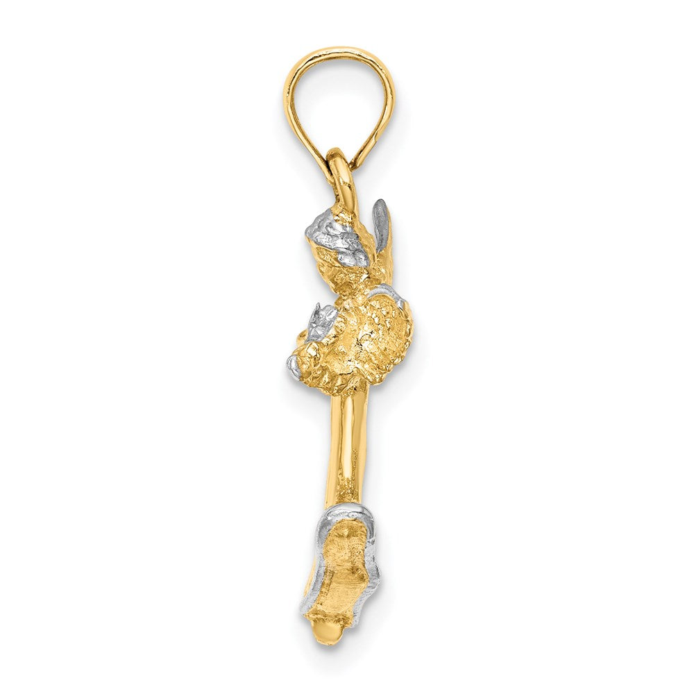 and Rhodium 3-D Angel Playing Violin Charm - WBC