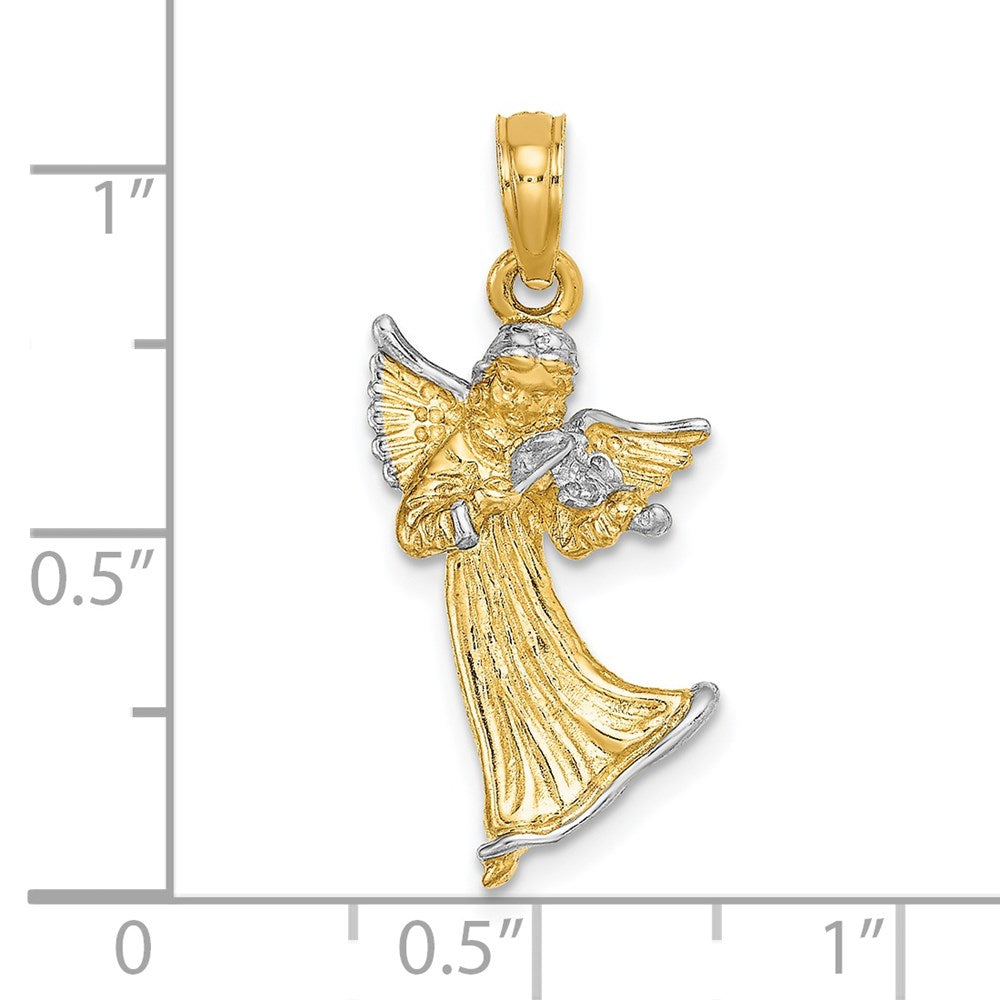 and Rhodium 3-D Angel Playing Violin Charm - WBC