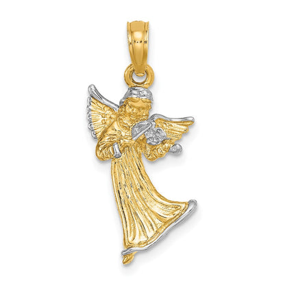 and Rhodium 3-D Angel Playing Violin Charm - WBC