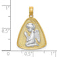 and Rhodium Angel Praying with Halo On Triangle Disc Pendant - WBC