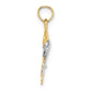 and Rhodium 2-D Polished Dolphins Charm - WBC