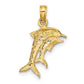 and Rhodium 2-D Polished Dolphins Charm - WBC