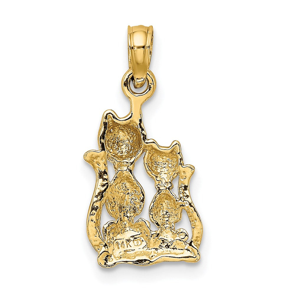 and Rhodium Polished Cat and Kitten Charm - WBC