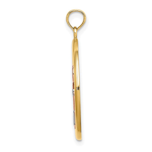 Two-tone with Rhodium Anchor In Circle Charm - WBC