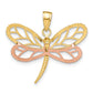 Two-tone with Rhodium Dragonfly with Beaded Diamond-cut Wings Charm - WBC