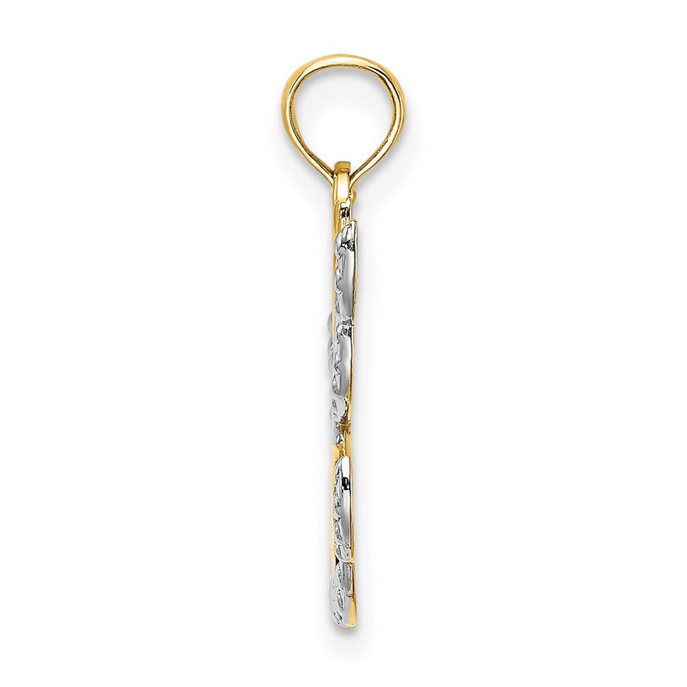 and Rhodium Polished and Textured Cut-Out HOPE Angel Charm - WBC