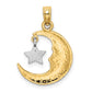 Two-Tone Polished Half Moon and Dangle Star Pendant - WBC