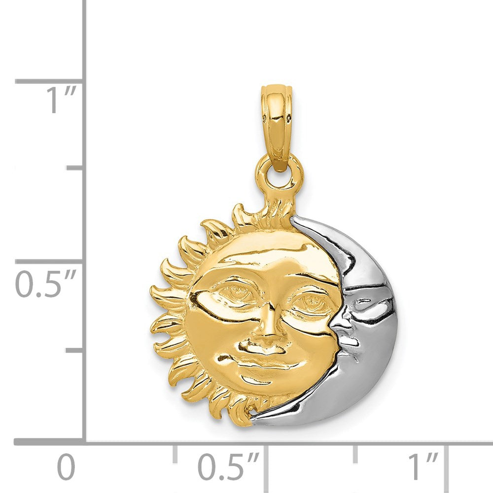 Two-Tone Solid Polished Reversible Sun and Moon Pendant - WBC