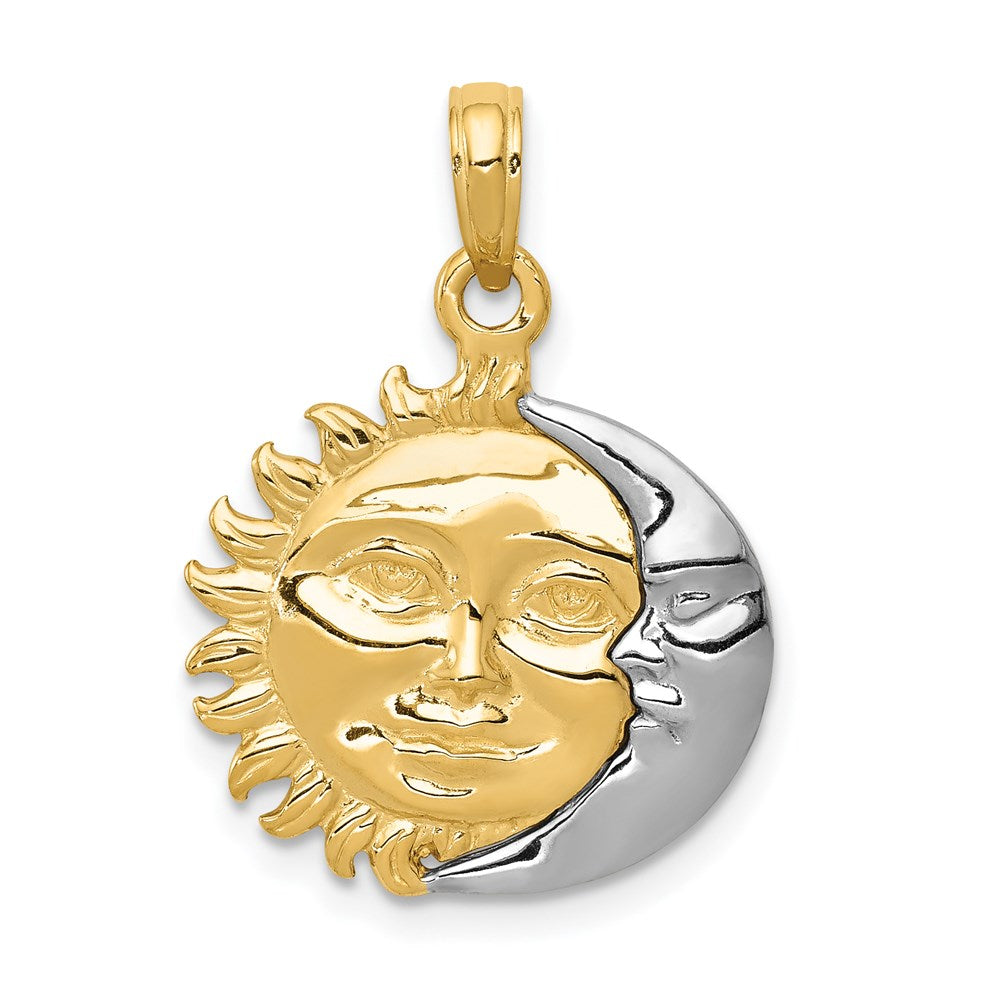 Two-Tone Solid Polished Reversible Sun and Moon Pendant - WBC