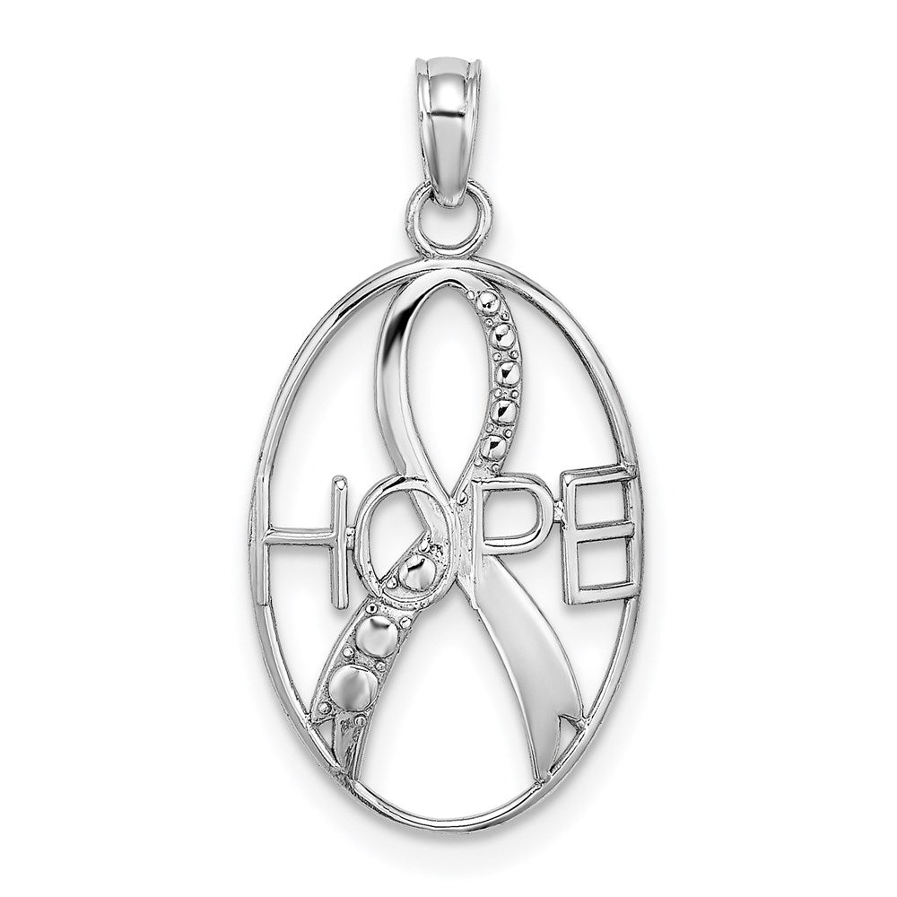 Textured HOPE Awareness Ribbon in Oval Charm - WBC