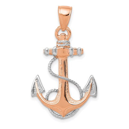 and Rhodium Anchor with Rope Pendant - WBC