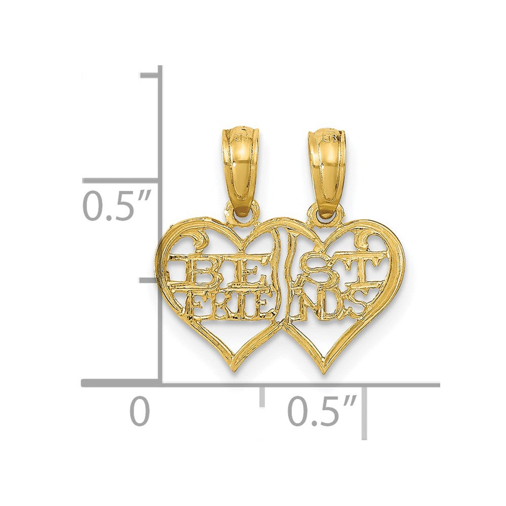 Polished 2-Piece Break-Apart BEST FRIENDS Hearts Pendant - WBC