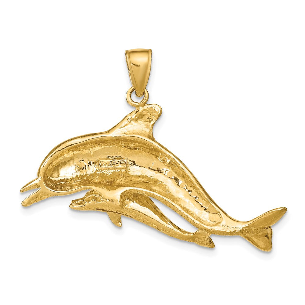 Polished Mother and Baby Dolphin Pendant - WBC