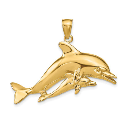 Polished Mother and Baby Dolphin Pendant - WBC