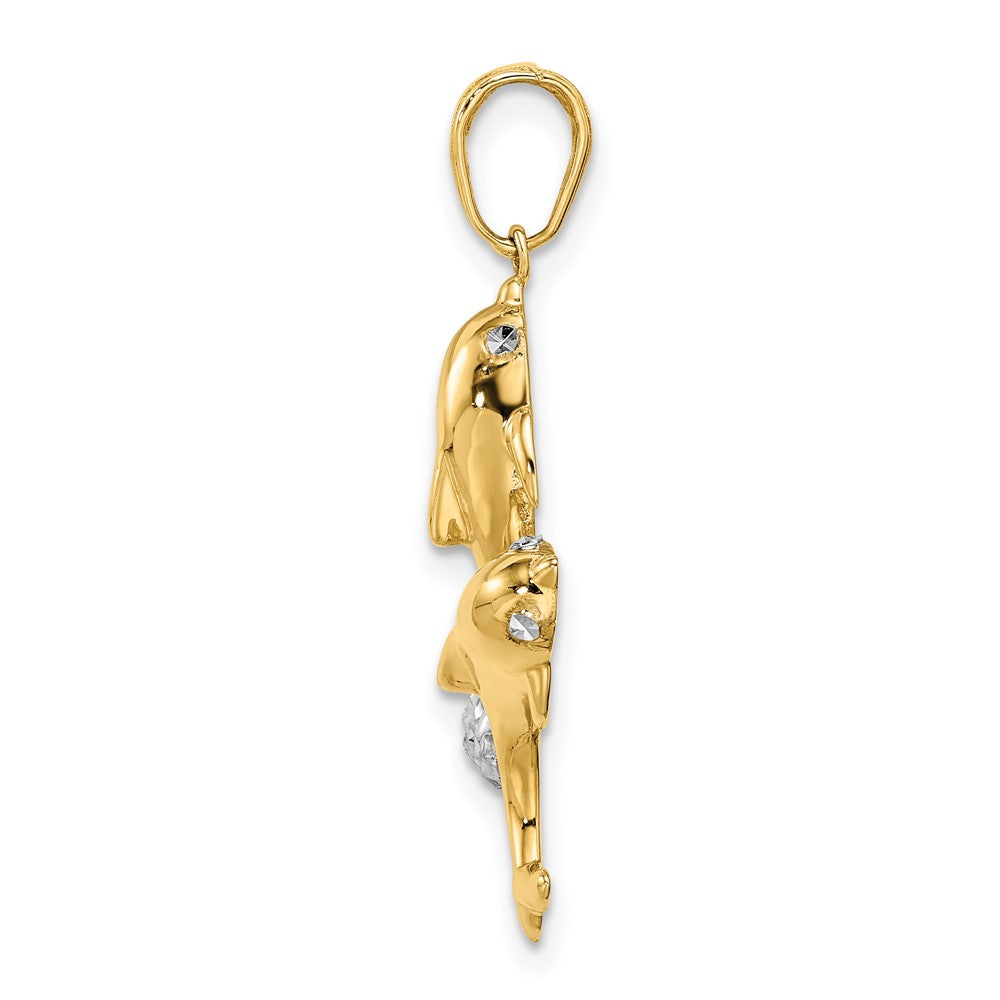 with Rhodium Two Dolphins with Ball Pendant - WBC