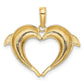 and Rhodium Double Dolphin Heart Pendant - WBC