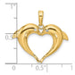 and Rhodium Double Dolphin Heart Pendant - WBC