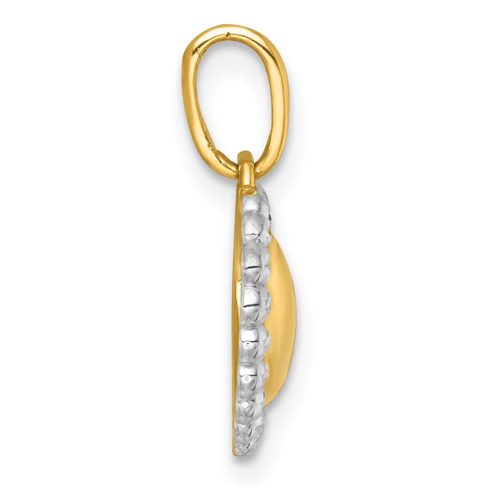 with Rhodium Polished Domed Heart Charm Pendant - WBC