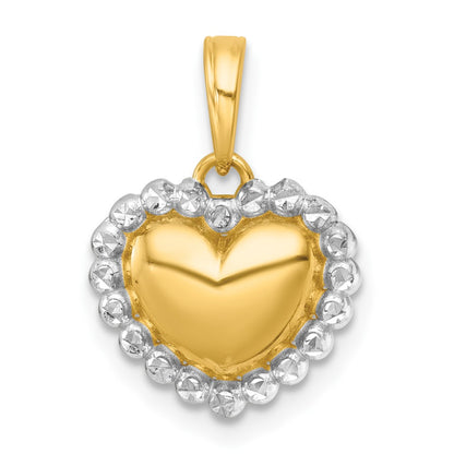 with Rhodium Polished Domed Heart Charm Pendant - WBC