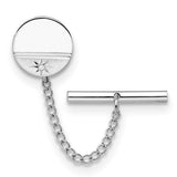 Kelly Waters Rhodium-plated .01 Ct. Diamond Polished and Satin Round Tie Tac with Safety Chain