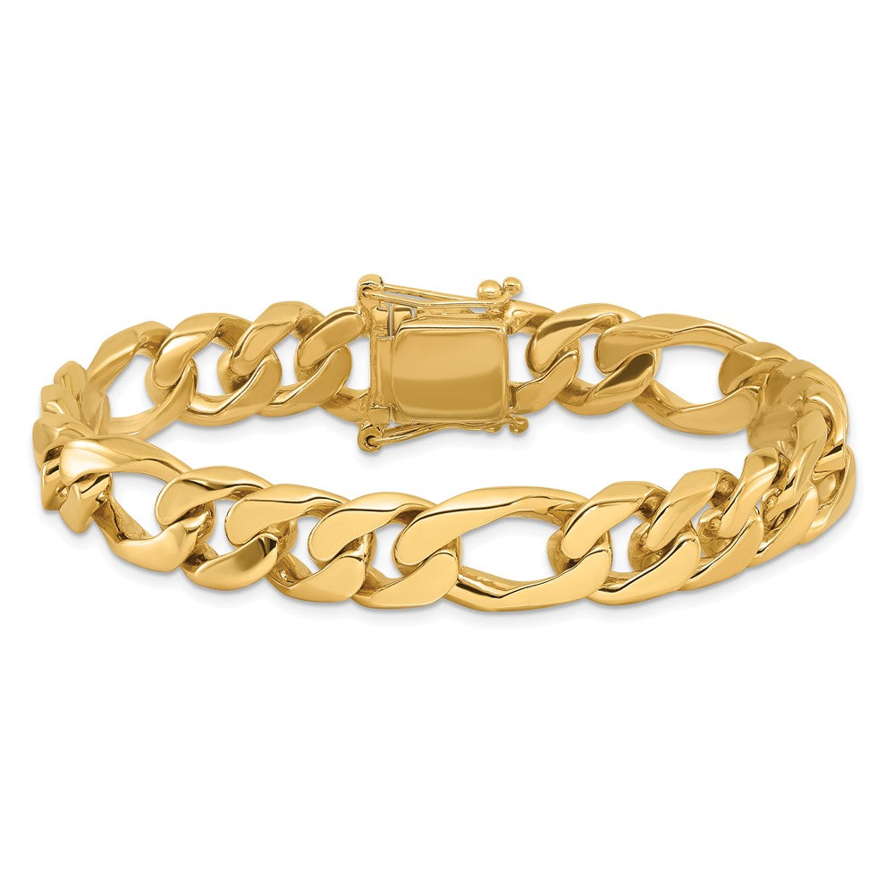 Hand Polished Figaro Link with Box Catch Clasp Bracelet - WBC