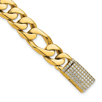 Hand-polished Figaro Link 1.8 carat Diamond Clasp Bracelet - WBC