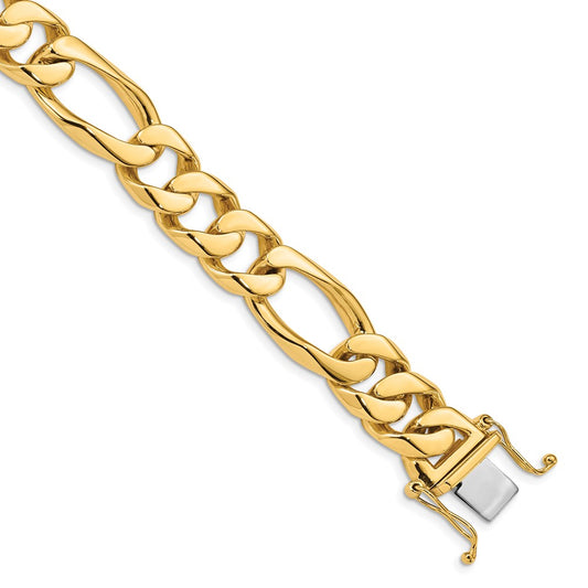 Hand Polished Figaro Link with Box Catch Bracelet - WBC