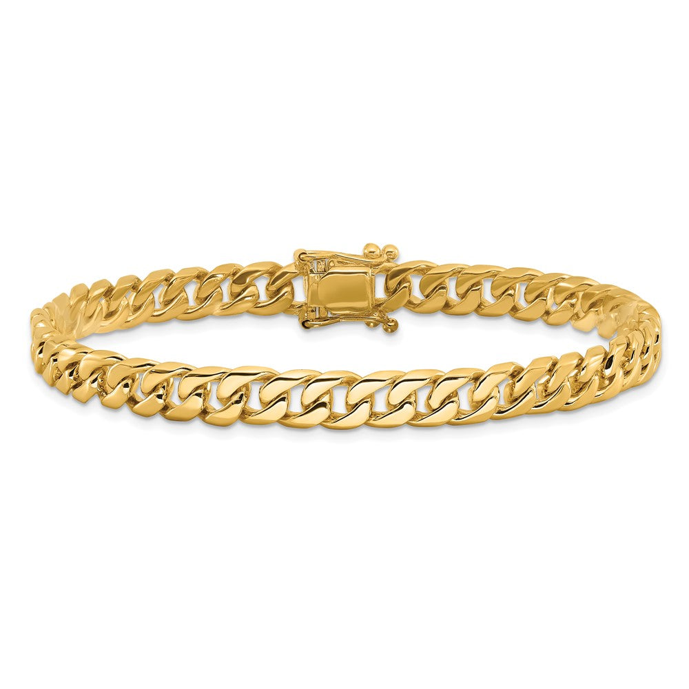 Hand Polished Flat Beveled Curb Link with Box Catch Clasp Bracelet - WBC