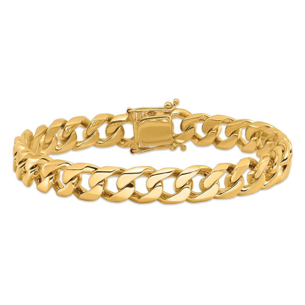 Hand Polished Flat Beveled Curb Link with Box Catch Clasp Bracelet - WBC