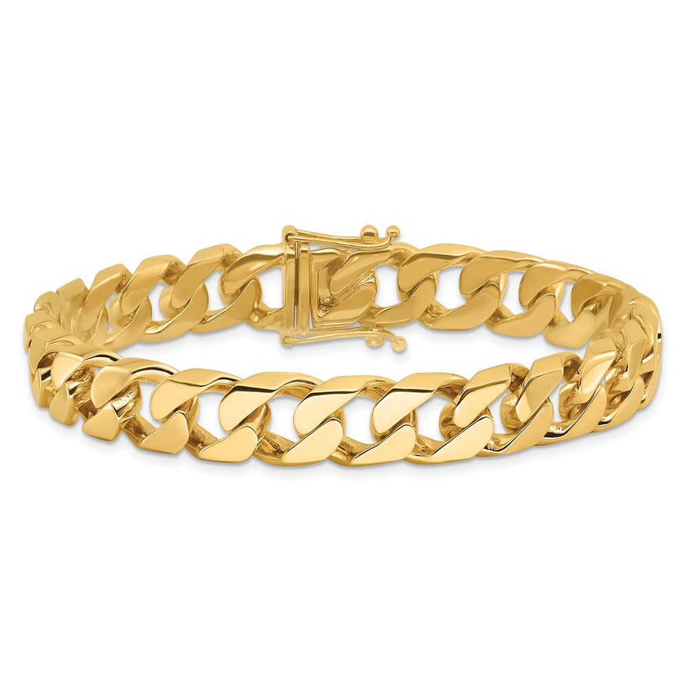 Hand Polished Flat Beveled Curb Link with Box Catch Clasp Bracelet - WBC
