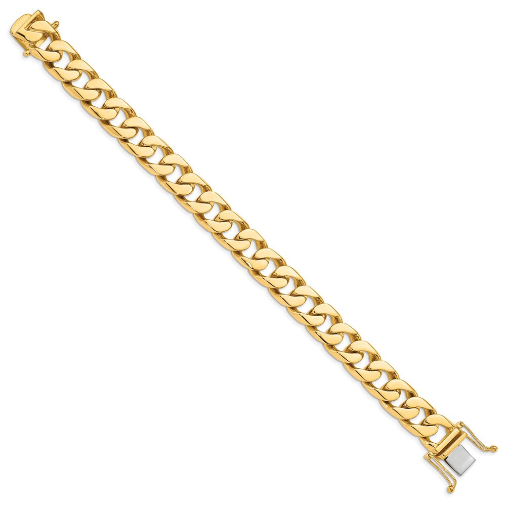 Hand Polished Flat Beveled Curb Link with Box Catch Clasp Bracelet - WBC
