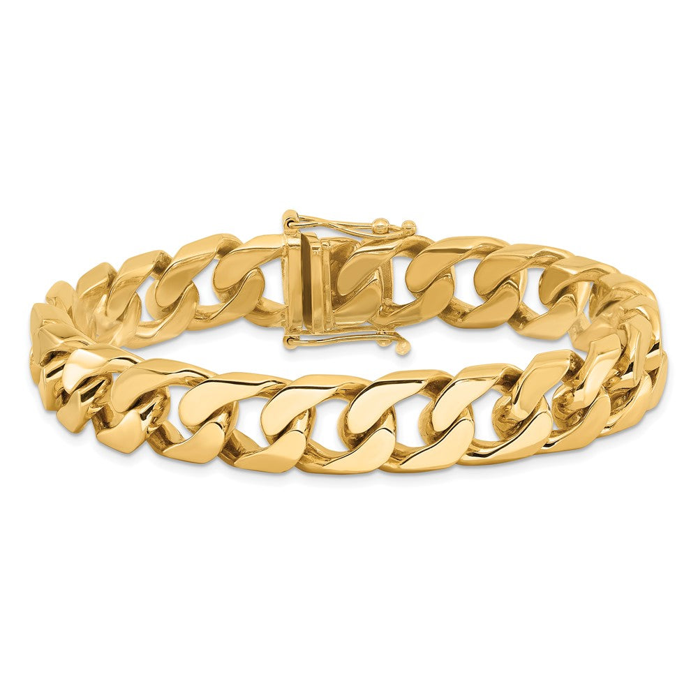Hand Polished Flat Beveled Curb Link with Box Catch Clasp Bracelet - WBC