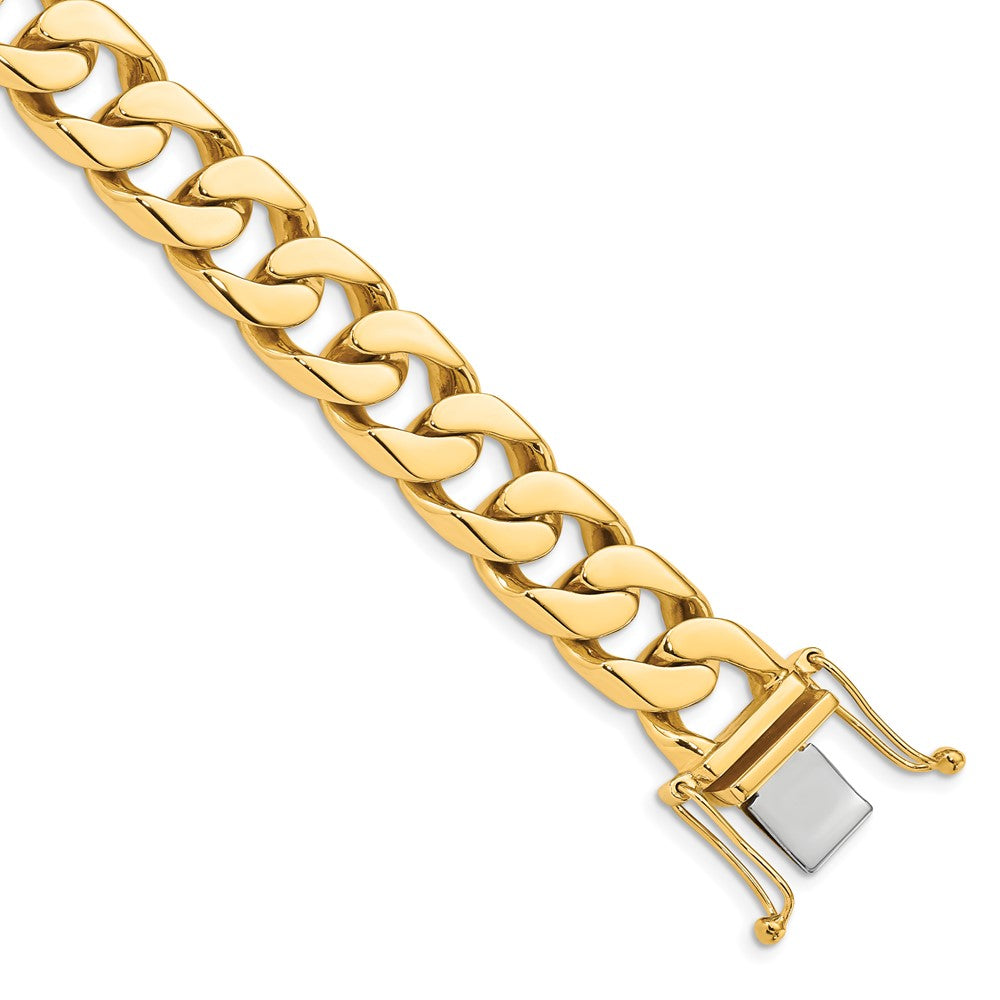 Hand Polished Flat Beveled Curb Link with Box Catch Clasp Bracelet - WBC