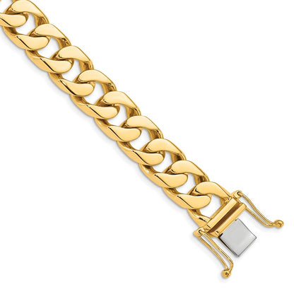 Hand Polished Flat Beveled Curb Link with Box Catch Clasp Bracelet - WBC