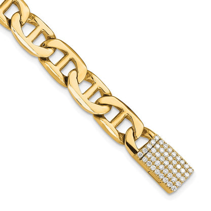 Hand-polished Anchor Link 1.5 carat Diamond Clasp Bracelet - WBC