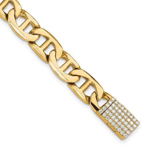 Hand-polished Anchor Link 1.5 carat Diamond Clasp Bracelet - WBC
