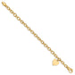 Engravable Solid Dangle Heart Charm and Solid Polished Link Bracelet - WBC