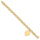 Engravable Solid Dangle Heart Charm and Solid Polished Link Bracelet - WBC