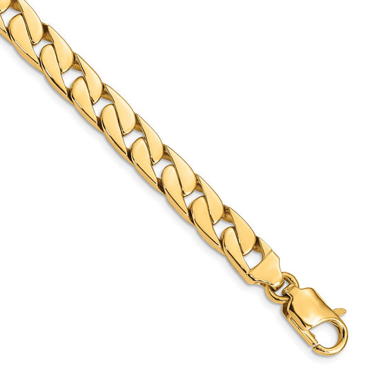 Hand Polished Long Link Half Round Curb with Lobster Clasp Bracelet - WBC