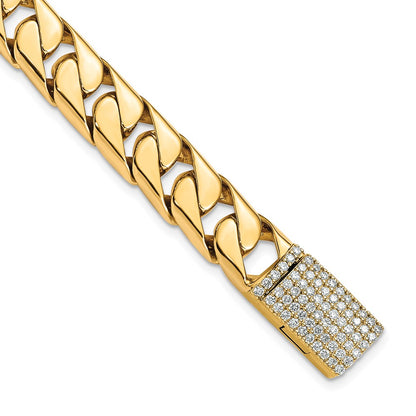 Hand-polished Half Round Curb Link 1.4 carat Diamond Clasp Bracelet - WBC