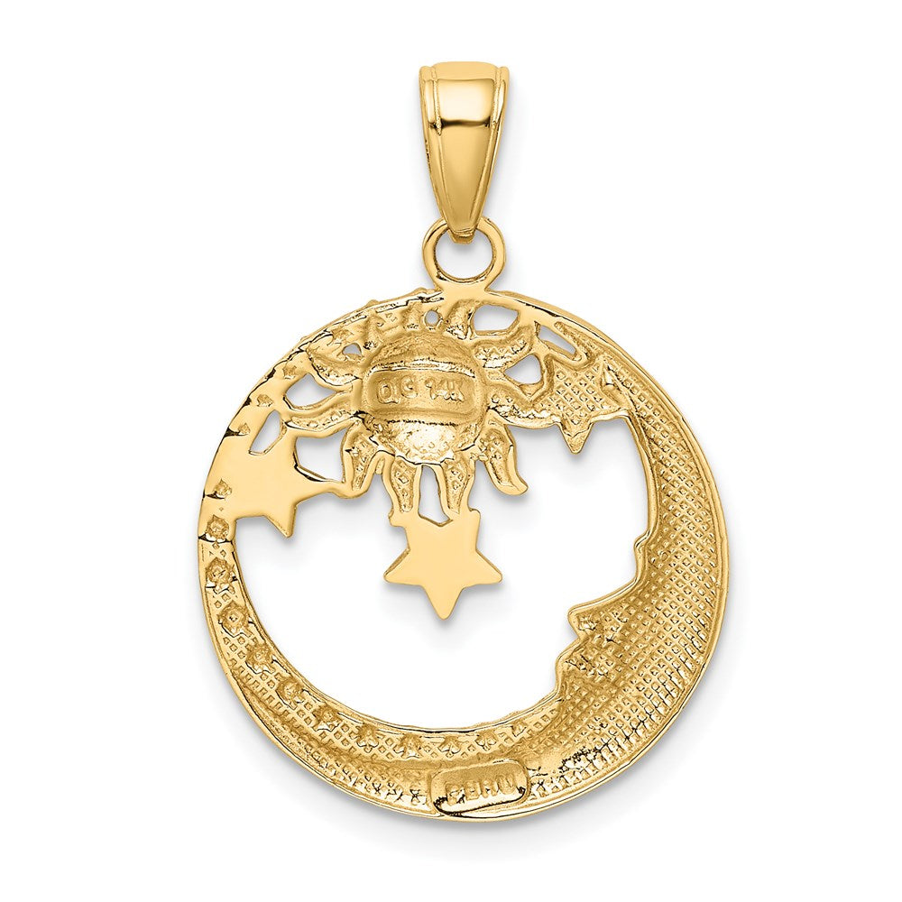 and Rhodium Diamond-cut Moon/Stars/Sun Pendant - WBC