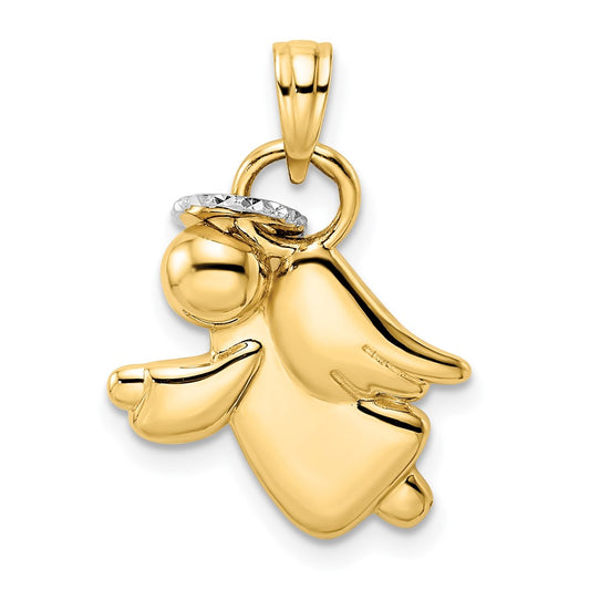and Rhodium Diamond-cut Halo on Angel Pendant - WBC