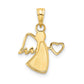 and Rhodium Diamond-cut Angel Holding Heart Pendant - WBC