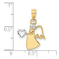 and Rhodium Diamond-cut Angel Holding Heart Pendant - WBC