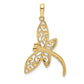 and Rhodium Diamond-cut Filigree Dragonfly Pendant - WBC
