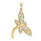 and Rhodium Diamond-cut Filigree Dragonfly Pendant - WBC