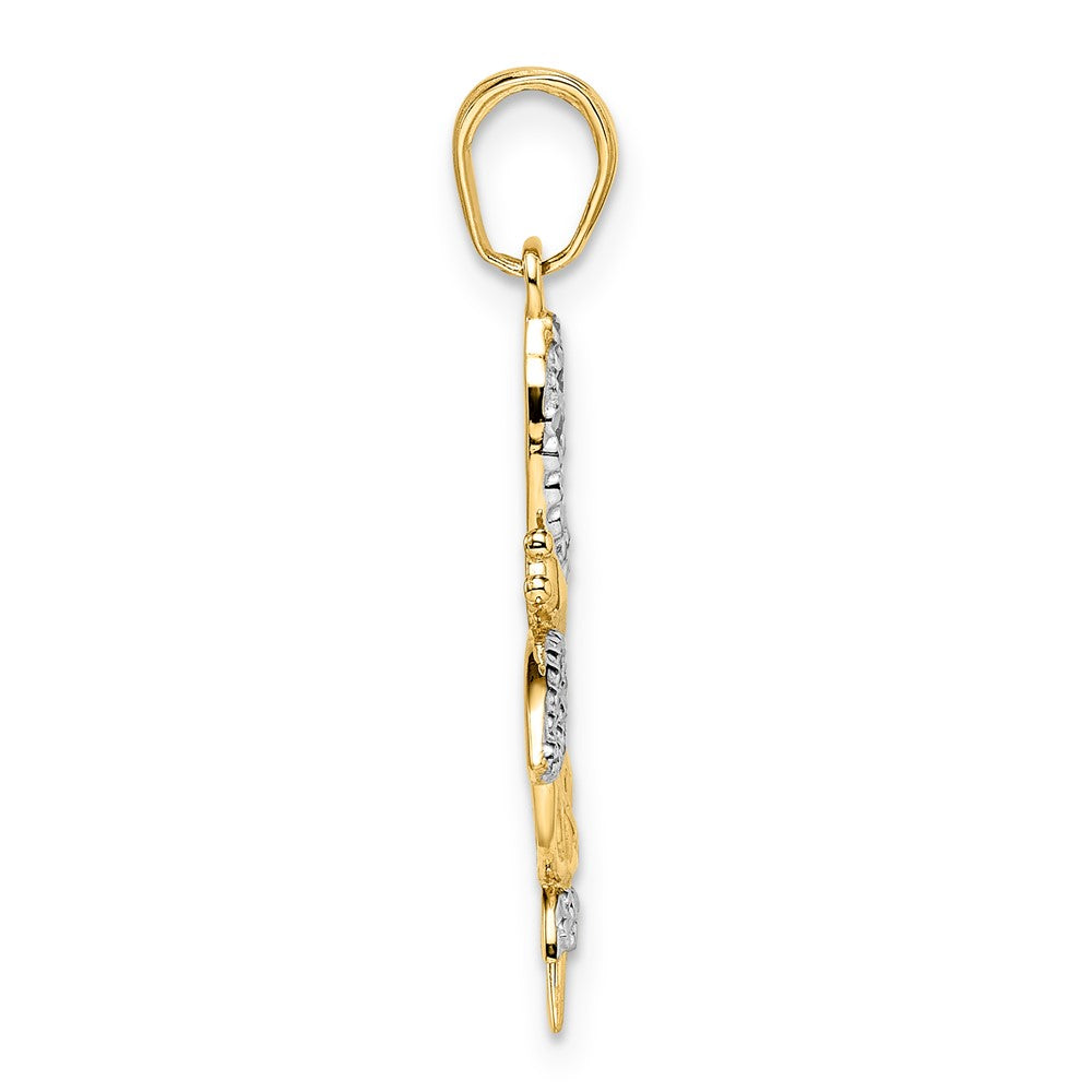 and Rhodium Diamond-cut Dragonflies Pendant - WBC