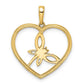 and Rhodium Diamond-cut Dragonfly in Heart Pendant - WBC