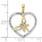 and Rhodium Diamond-cut Dragonfly in Heart Pendant - WBC