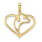 and Rhodium Diamond-cut Dog Head in Heart Pendant - WBC